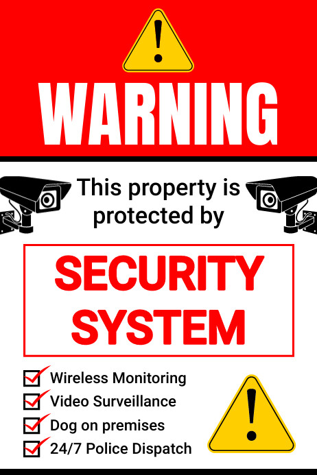 Security Warning Yard Sign Cartaz template