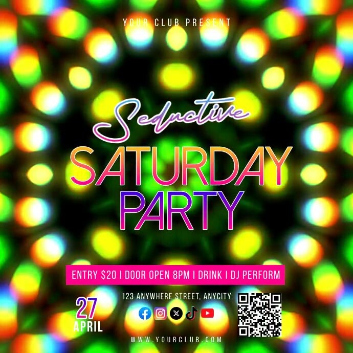 Seductive Saturday Party Pos Instagram template