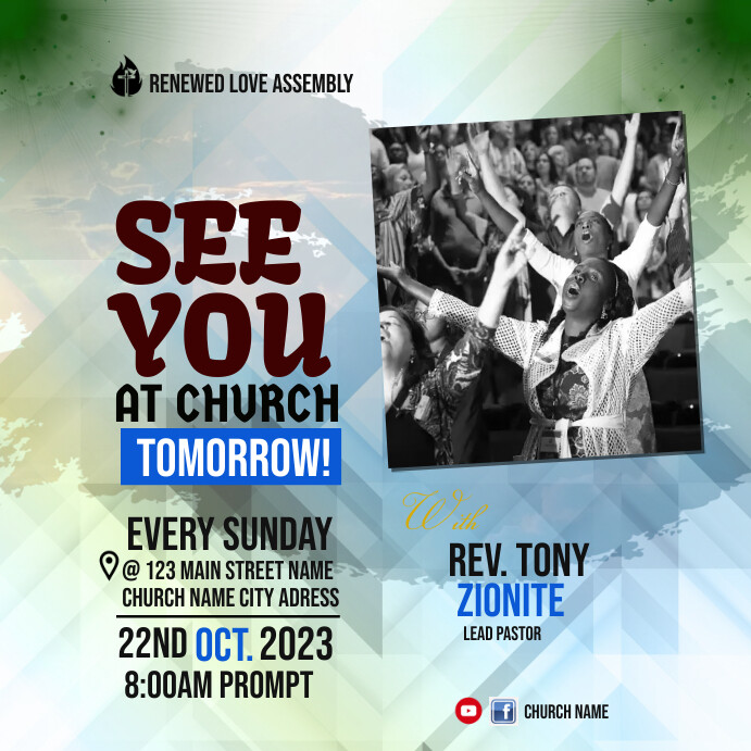 SEE YOU IN CHURCH Template | PosterMyWall
