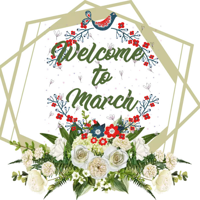 selamat datang di bulan maret Instagram Post template