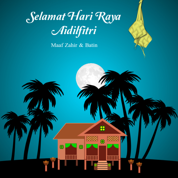 Selamat Hari Raya Aidilfitri Celebration Instagram Post Templat ...