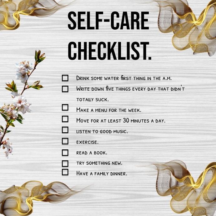 self care checklist,self care day,self care Instagram Post template