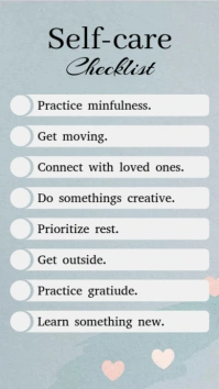 Self-care Checklist Template Digital Display (9:16)