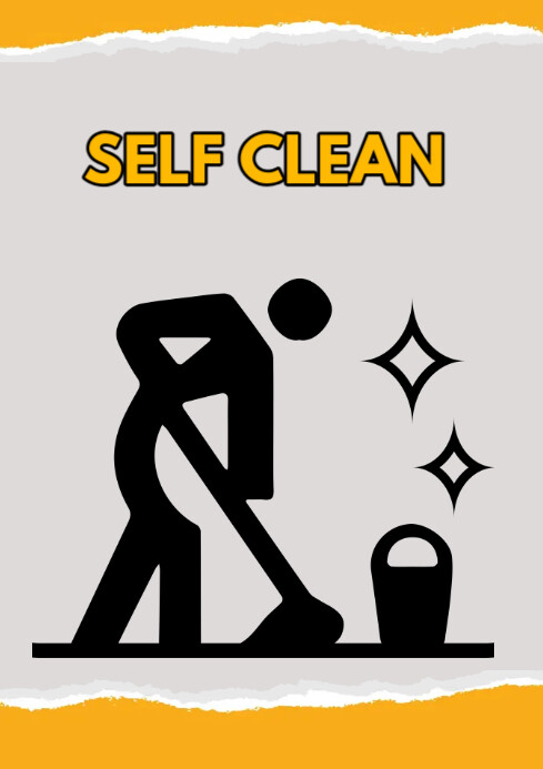 Clean Man Sticker Sign Copy of self clean sign a4 paper | PosterMyWall