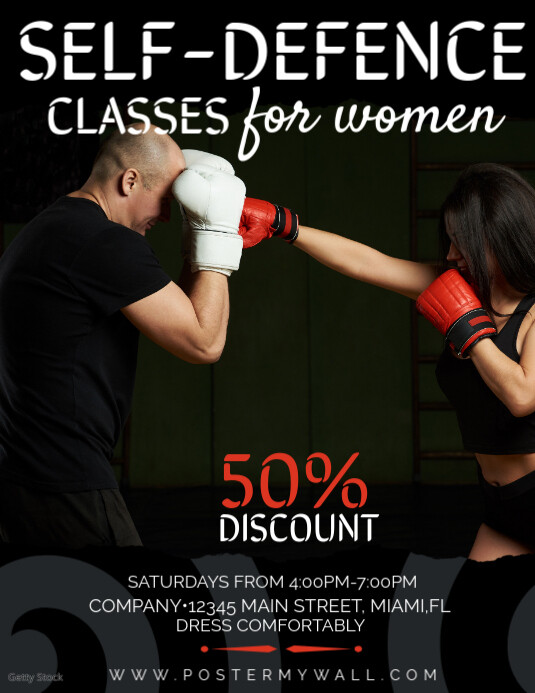 Self Defense Classes for Women Flyers Template | PosterMyWall