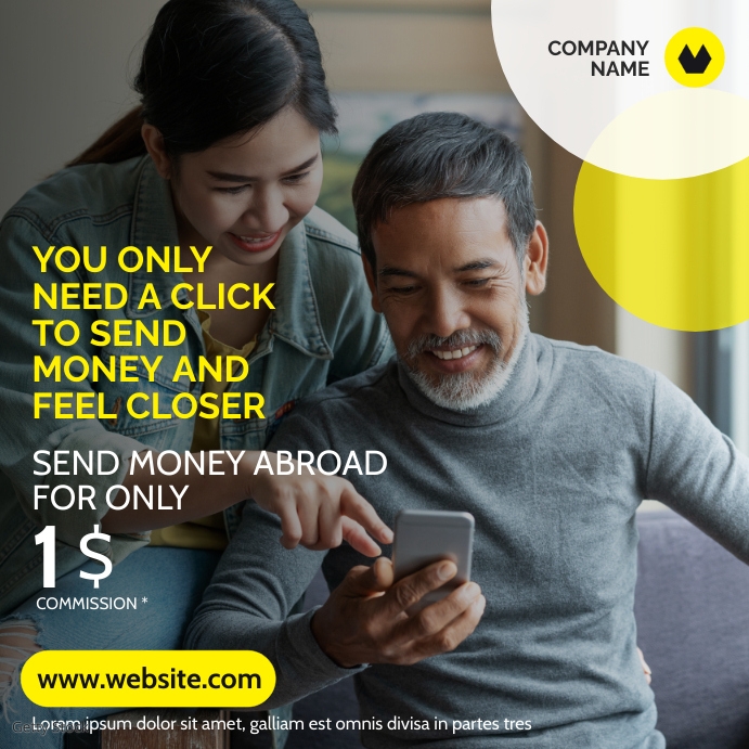 Send Money Advertisement send money abroad low commission advertising Template | PosterMyWall