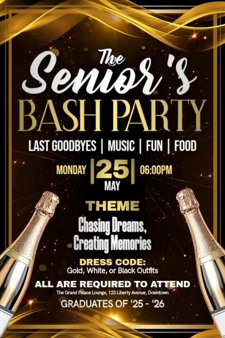 Senior's Bash Party Invitation Template | PosterMyWall