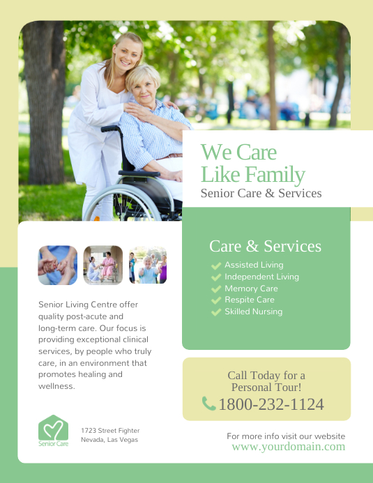 Senior Care Assisted Living Services Flyer Template