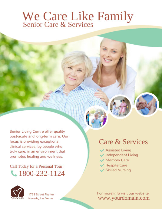 Senior Care & Services Flyer Poster Ulotka (US Letter) template