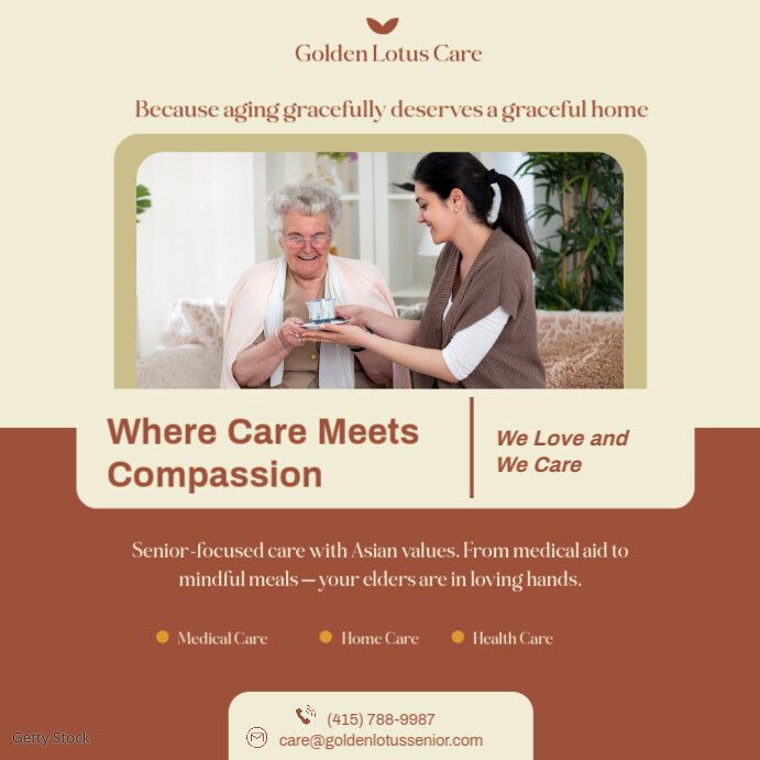 Senior Care Asian Instagram Post Template | PosterMyWall