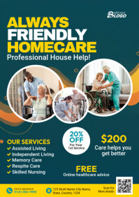 senior care assisted living flyer design A4 template
