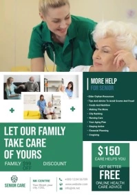 senior care assisted living flyer design A4 template