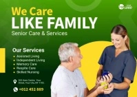 Senior Care Service Banner Ad Postcard template