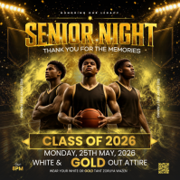 Senior Night Basketball Class of 2026 Poster Quadrato (1:1) template