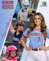 Senior Softball Player Collage Poster Template 2026 Instagram Portrait