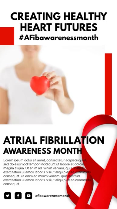Afib Awareness Ribbon Color Sep - Atrial Fibrillation Awareness Month Template | PosterMyWall