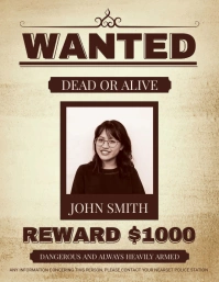 Sepia Wanted Poster Design Flyer (US-Letter) template