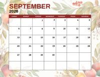Wit September 2026 Calendar ใบปลิว Template