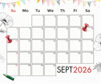 White Monthly Calendar Средний прямоугольник Template