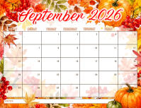 White September 2026 Calendar Pamflet Template