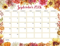 September calendar 2024 Volante (Carta US) template