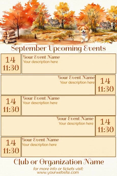 September Calendar by Paula Template | PosterMyWall