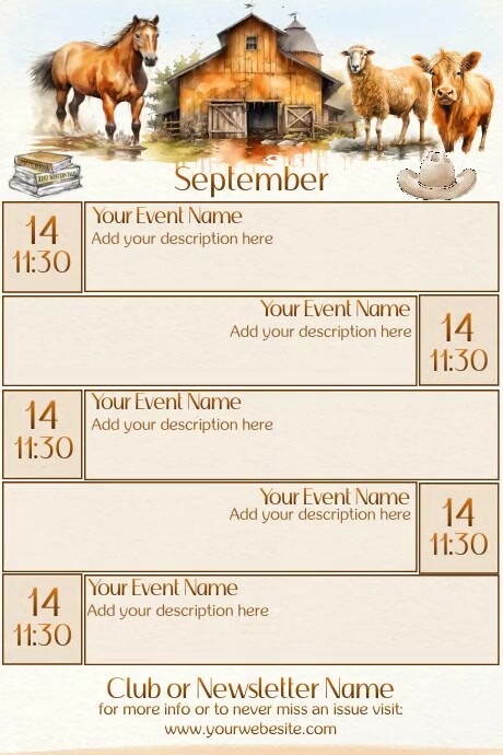 September Calendar by Paula Template | PosterMyWall