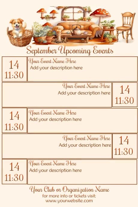 September Calendar by Paula Template | PosterMyWall