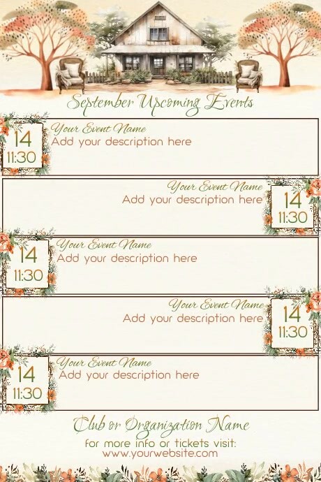 September Calendar by Paula Template | PosterMyWall