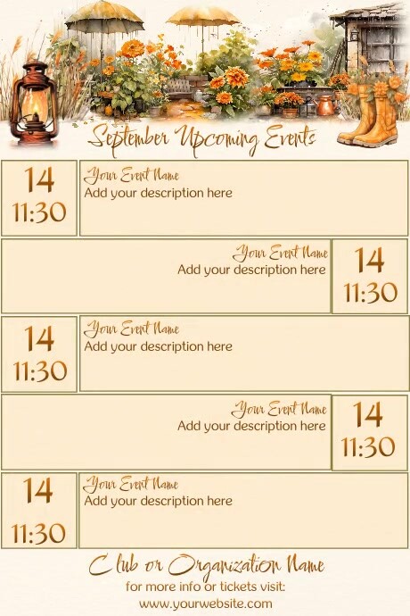 September Calendar by Paula Template | PosterMyWall
