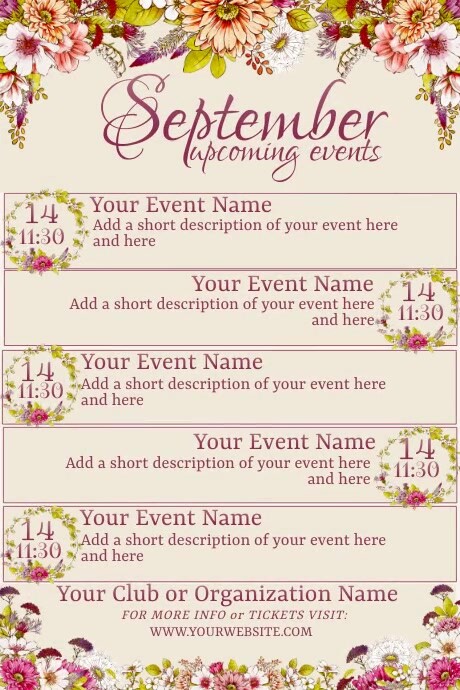 Copy of September Calendar by Paula | PosterMyWall