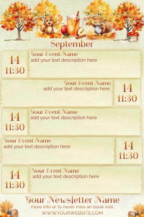 September Calendar by Paula Template | PosterMyWall