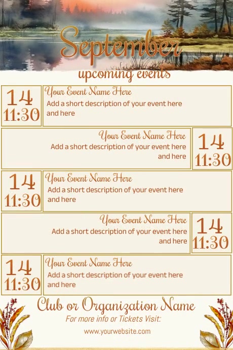 September Calendar by Paula Template | PosterMyWall