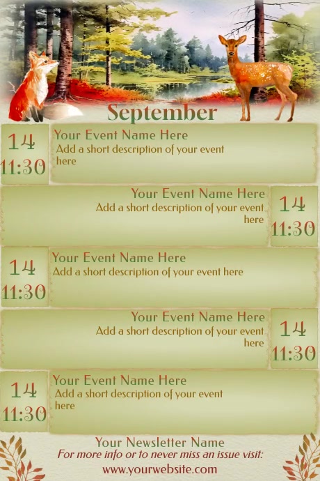 September Calendar by Paula Template | PosterMyWall