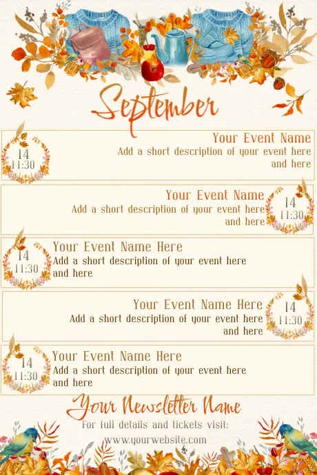 September Calendar by Paula Template | PosterMyWall