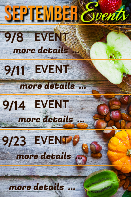 Copy of September Calendar of Events | PosterMyWall