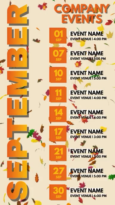 September Events Schedule Video Template | PosterMyWall