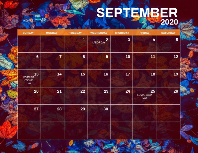 September Monthly Events Calendar Template PosterMyWall
