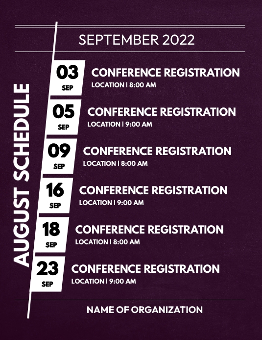 SEPTEMBER SCHEDULE TEMPLATE Flyer (US Letter)