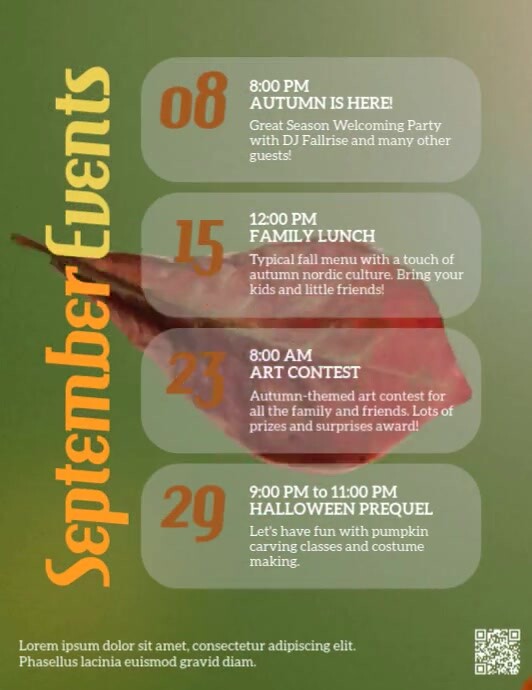 September upcoming events autumn video Template | PosterMyWall