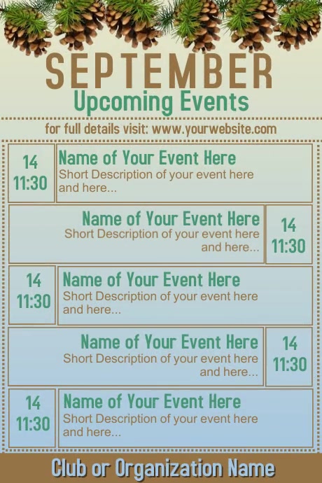 September Upcoming Events Calendar Template | PosterMyWall
