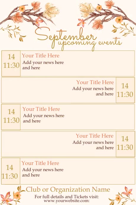 September Upcoming Events Calendar Template | PosterMyWall