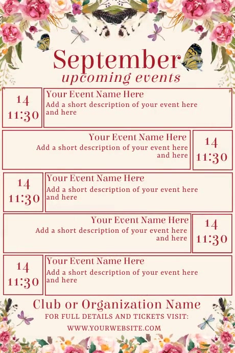 September Upcoming Events Calendar Template PosterMyWall September Upcoming Events Calendar Template PosterMyWall