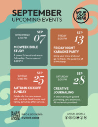 September Upcoming Events Calendar Flyer Template Instagram Post Volante (Carta US)