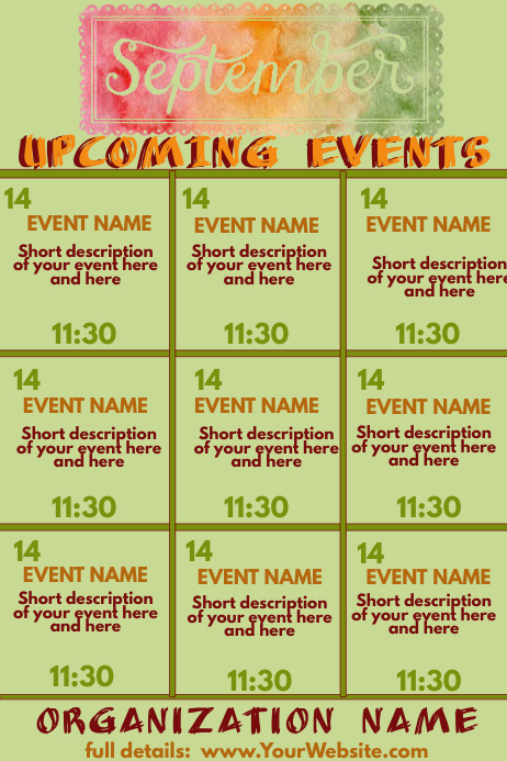 September Upcoming Events Template | PosterMyWall