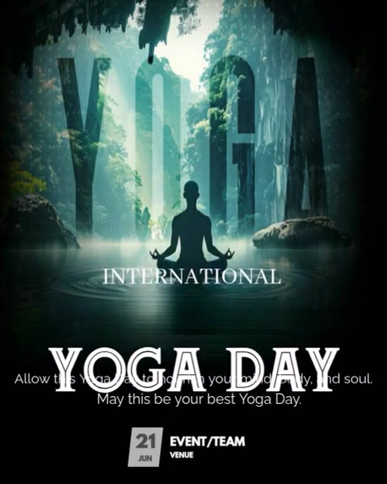 Serene International Yoga Day Poster | Mind, Body & Soul Wellness Flyer Instagram Portrait template