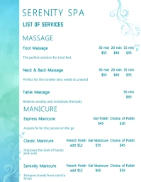 Serenity Spa Price List  FlyerTemplate