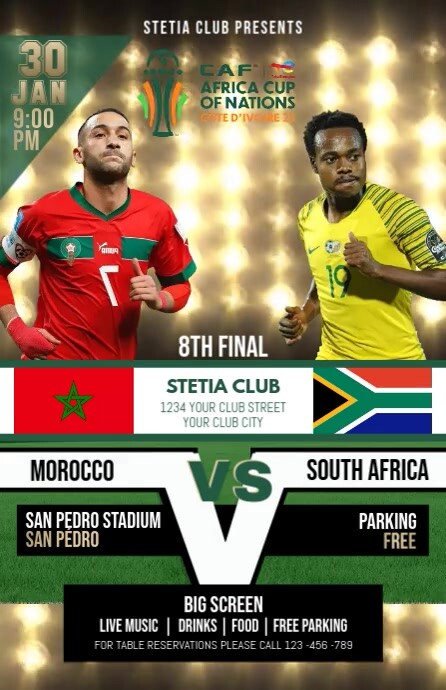 AFRICAN CUP, morocco vs south africa Tabloid template