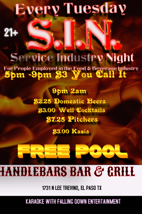 SERVICE INDUSTRY NIGHT Poster template