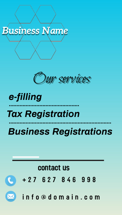 Services Card Examples Blue Services Business Cards Template | PosterMyWall